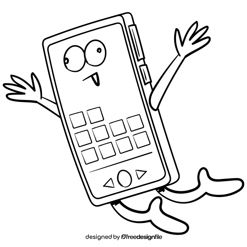 Phone cartoon black and white clipart