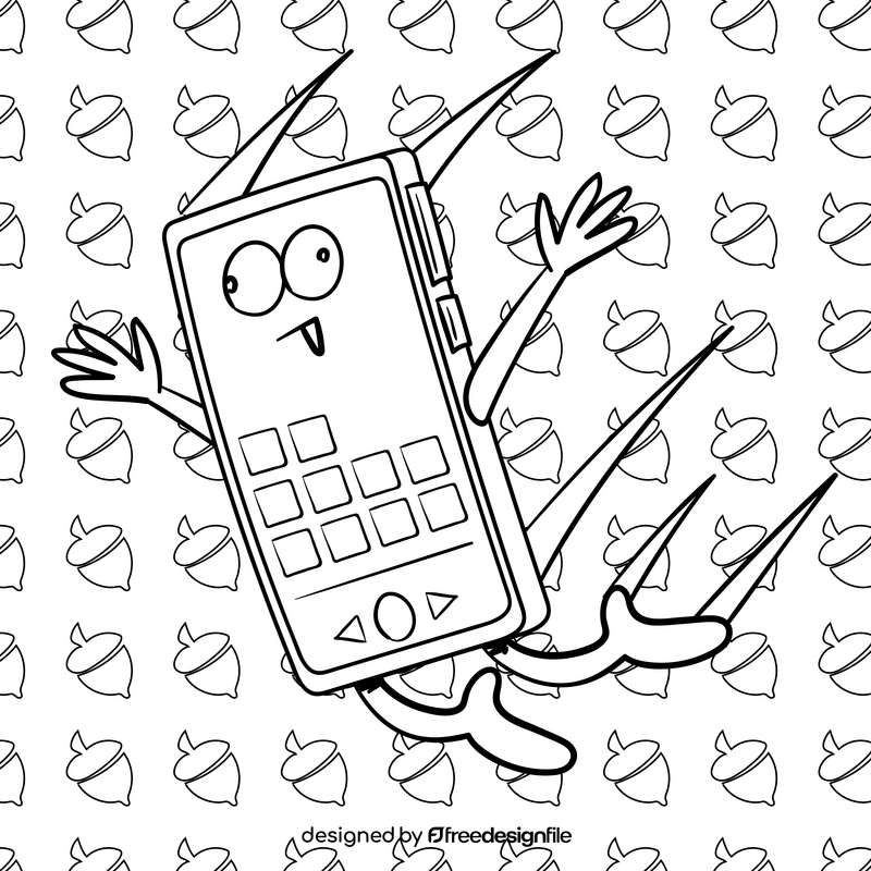 Phone cartoon drawing black and white vector