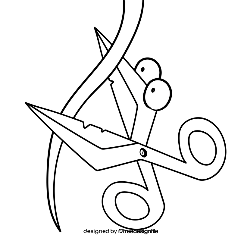 Scissors cartoon black and white clipart