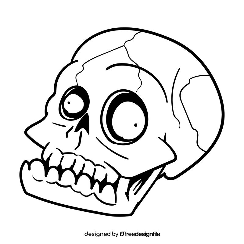 Skull cartoon black and white clipart