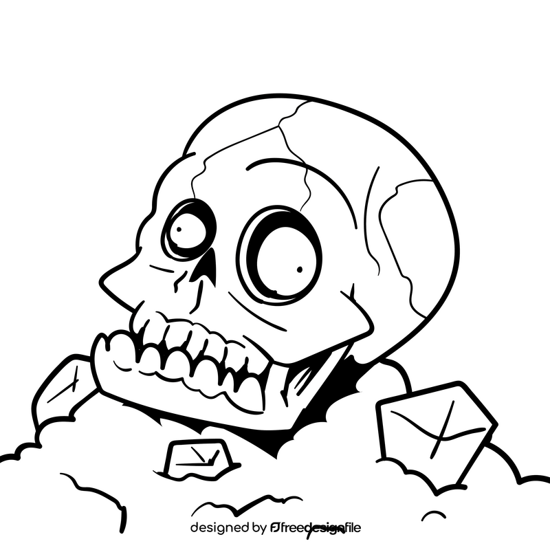Skull cartoon drawing black and white vector