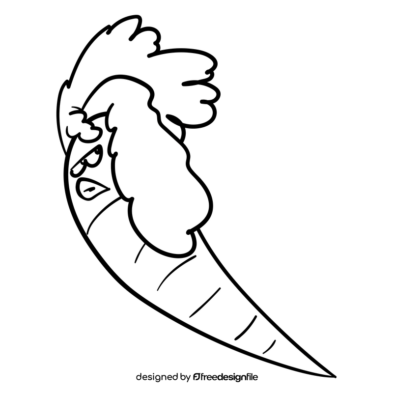 Carrot cartoon black and white clipart