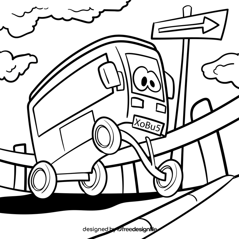 Bus cartoon drawing black and white vector