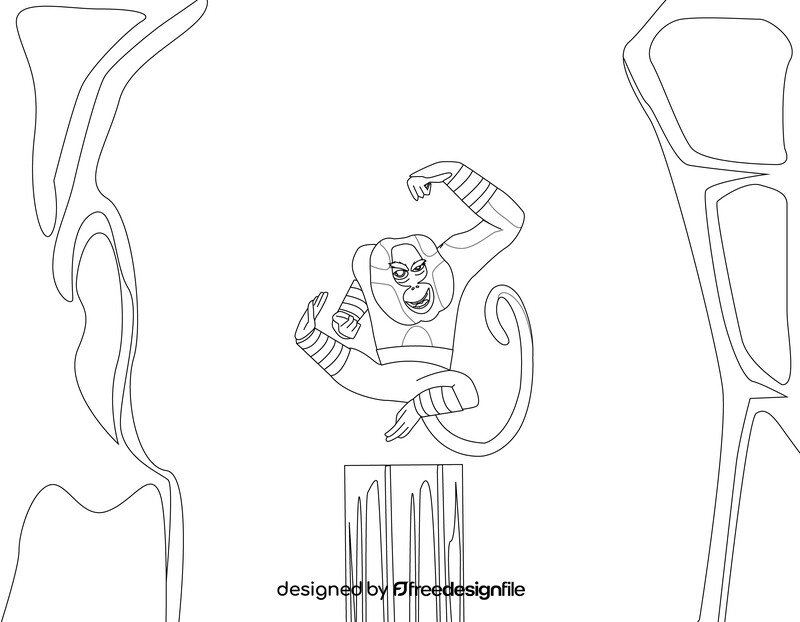Kung fu monkey drawing black and white vector