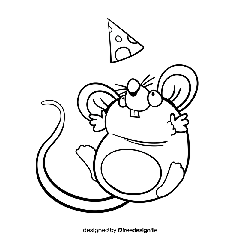 Mouse cartoon black and white clipart