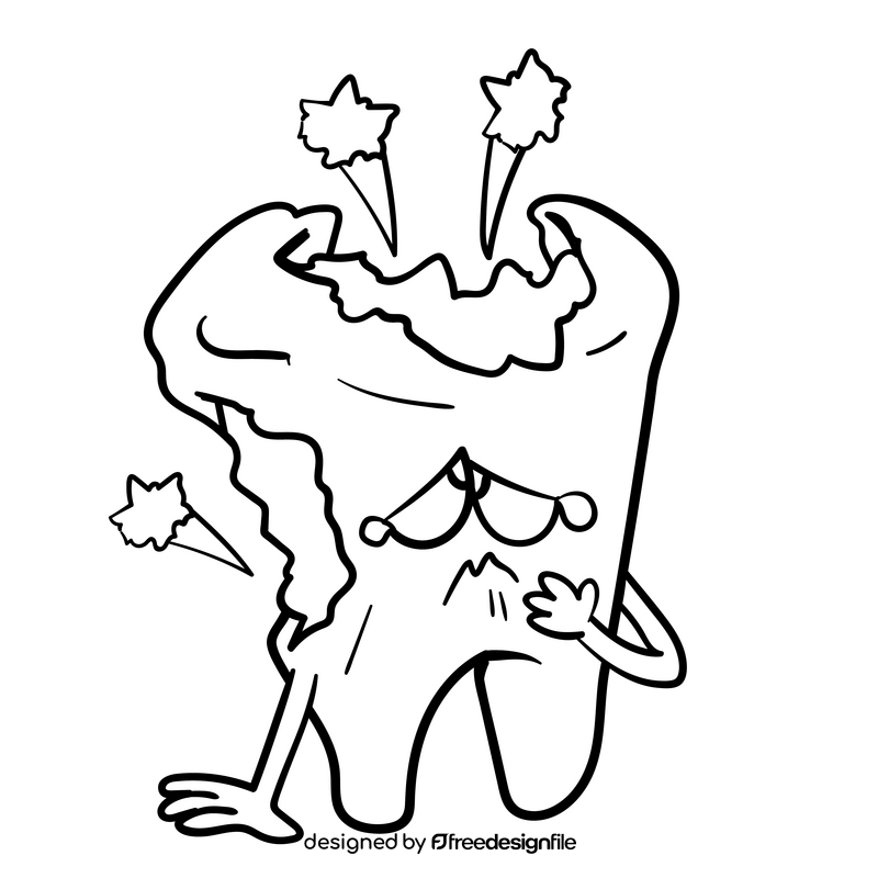 Teeth cartoon black and white clipart