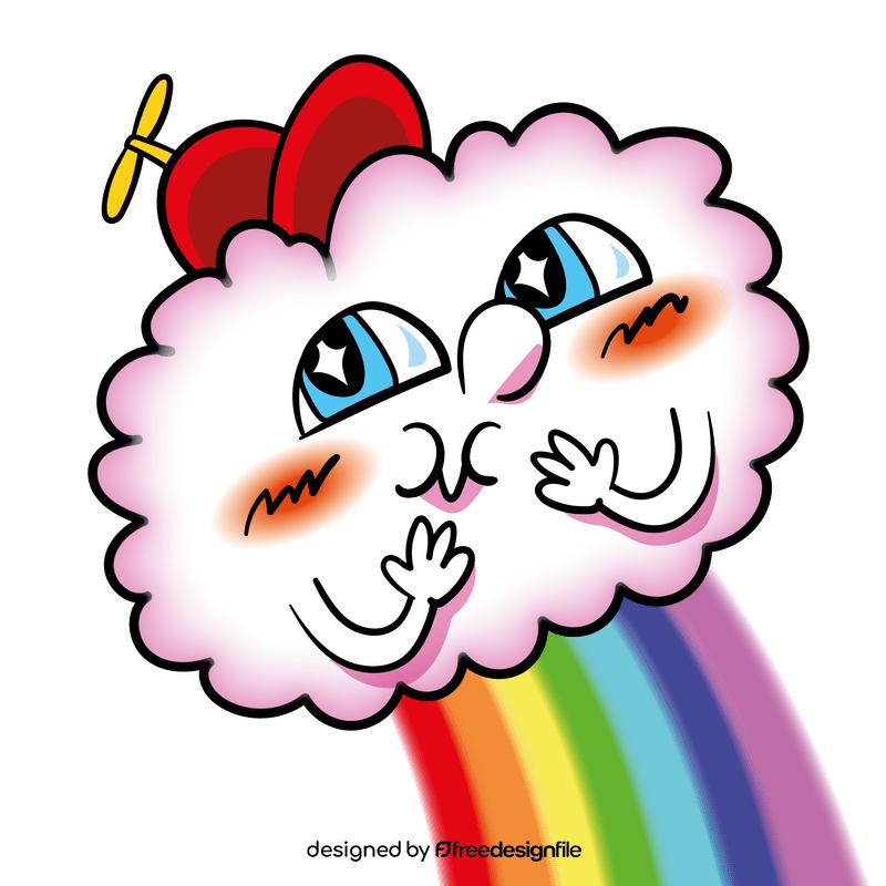 Cute cloud with rainbow cartoon clipart