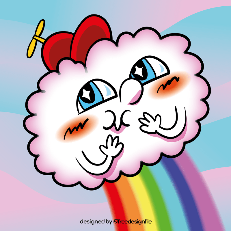 Cute cloud with rainbow cartoon vector