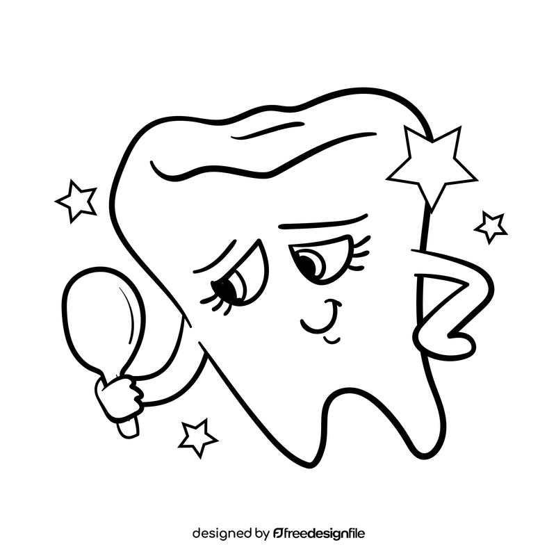 Teeth cartoon black and white clipart