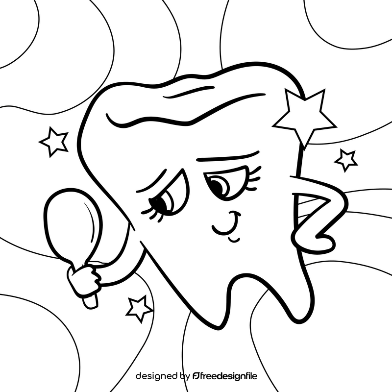 Teeth cartoon drawing black and white vector