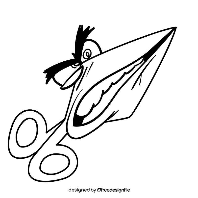 Scissors cartoon black and white clipart