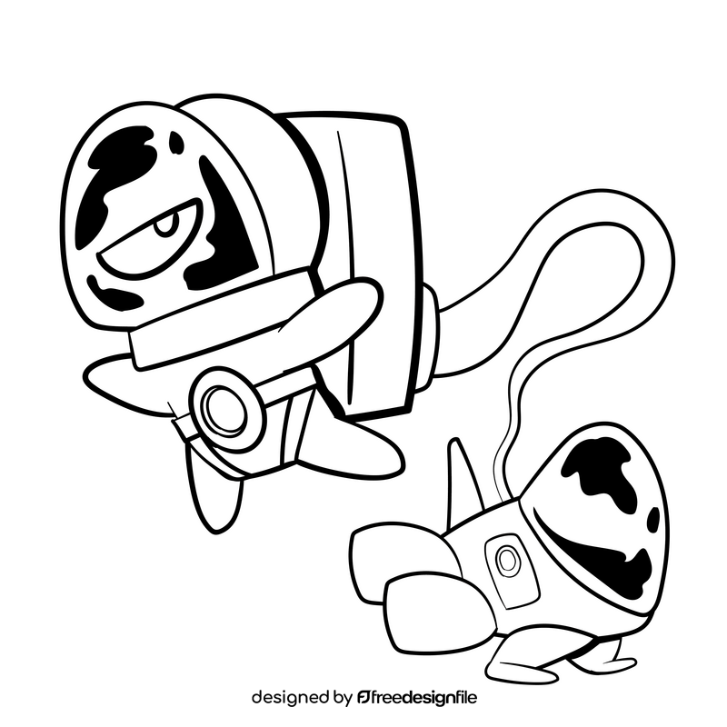 Astronaut cartoon black and white clipart