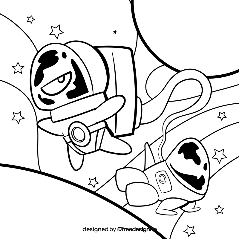 Astronaut cartoon drawing black and white vector