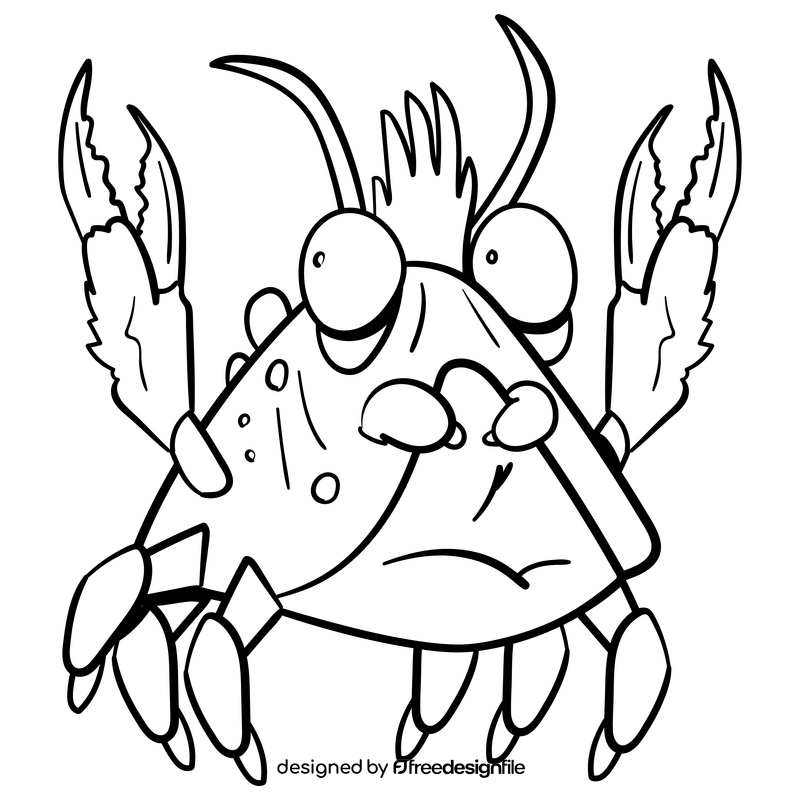 Crab cartoon black and white clipart