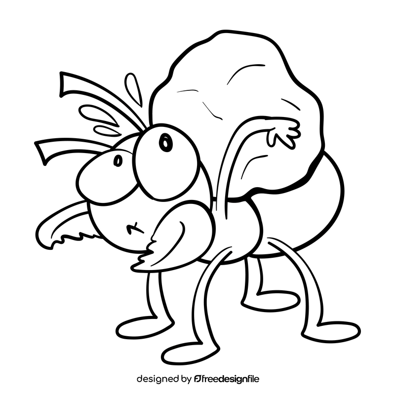 Ant cartoon black and white clipart