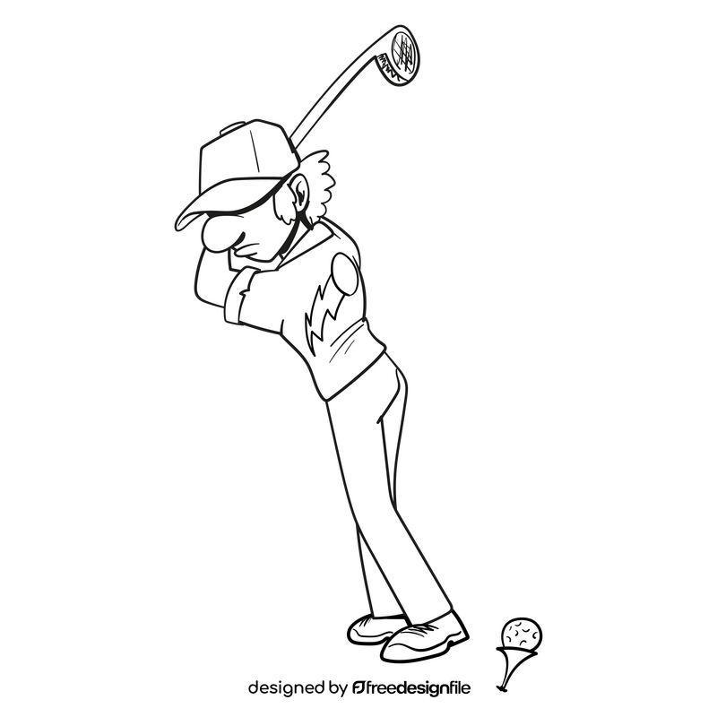 Golf cartoon black and white clipart