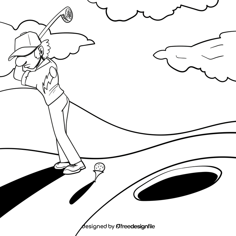 Golf cartoon drawing black and white vector