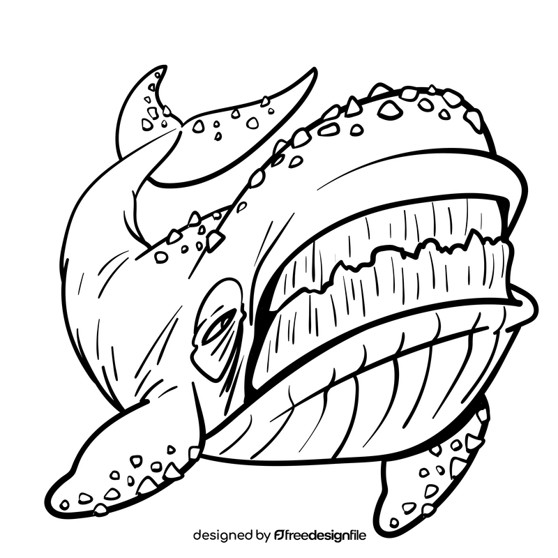 Whale cartoon black and white clipart