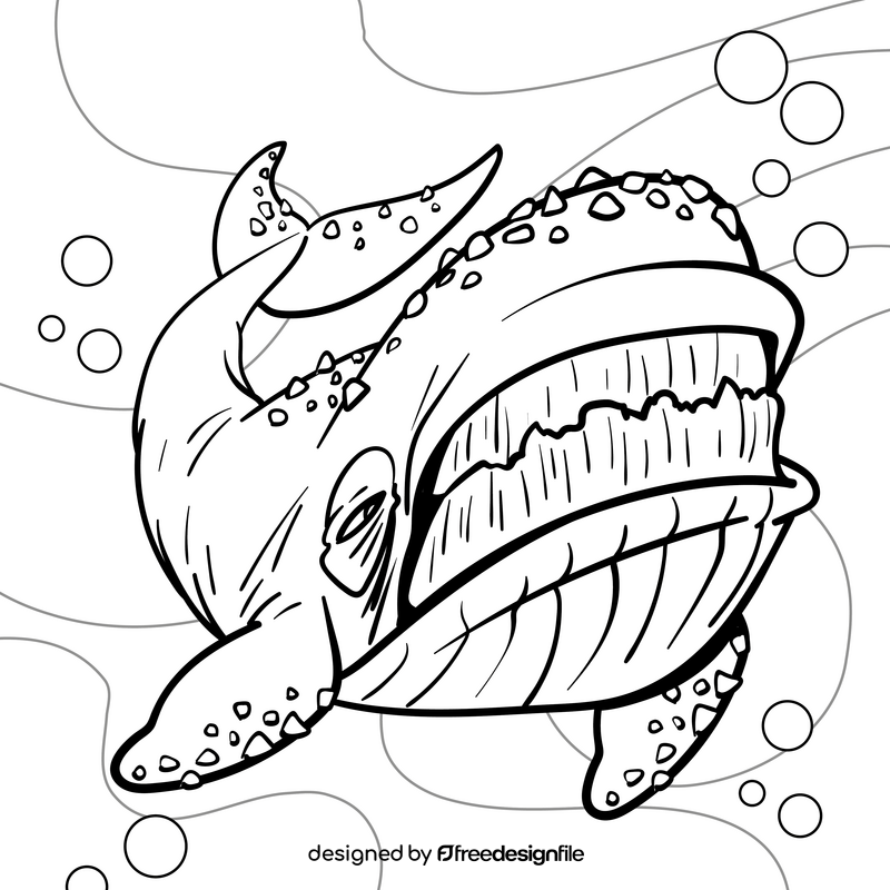 Whale cartoon drawing black and white vector