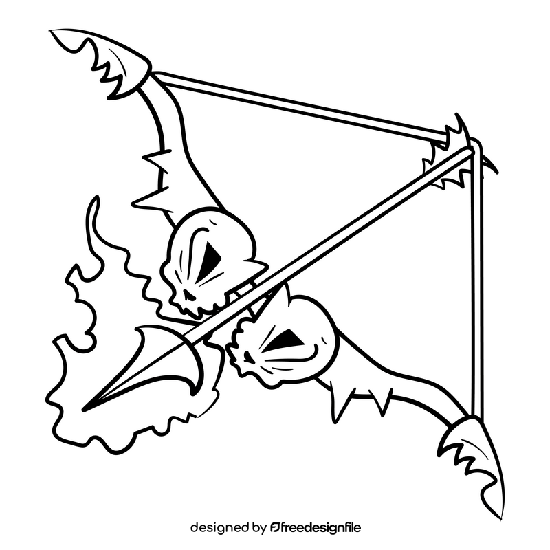 Bow and arrow cartoon black and white clipart