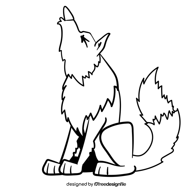 Wolf cartoon black and white clipart