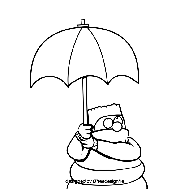 Umbrella cartoon black and white clipart