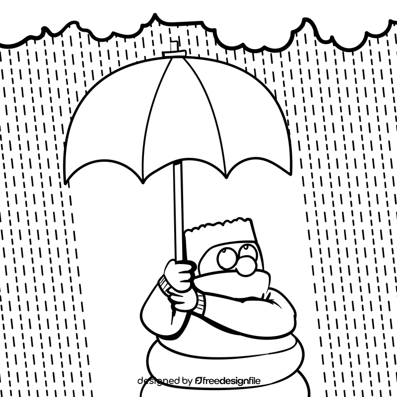 Umbrella cartoon drawing black and white vector