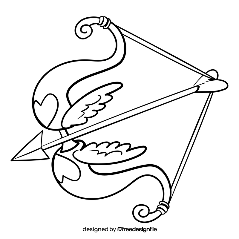 Bow and arrow cartoon black and white clipart