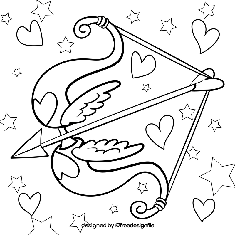 Bow and arrow cartoon drawing black and white vector