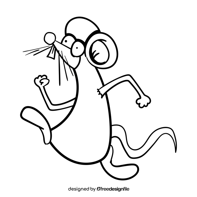 Mouse cartoon black and white clipart