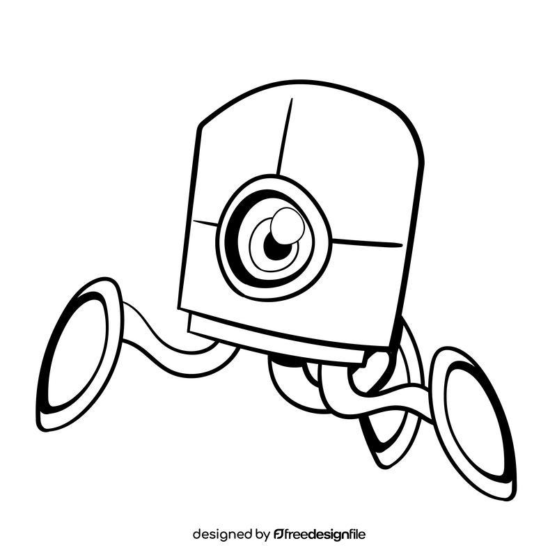 Robot cartoon black and white clipart