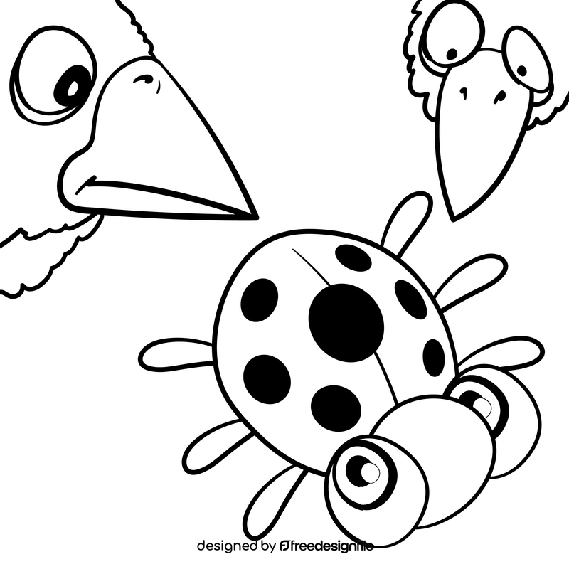 Ladybug cartoon drawing black and white vector