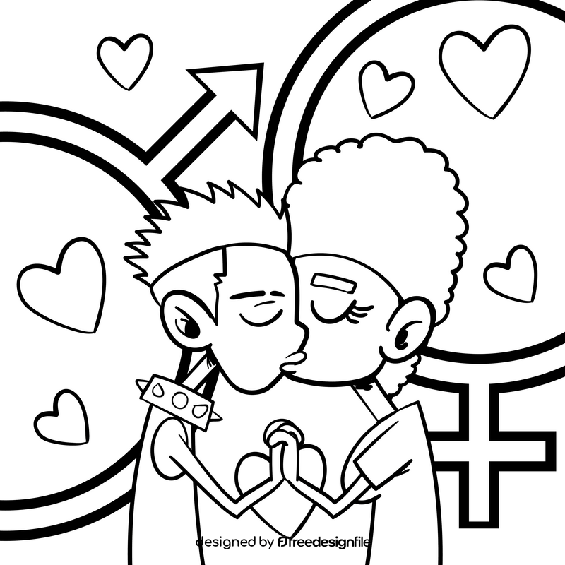 Love cartoon drawing black and white vector