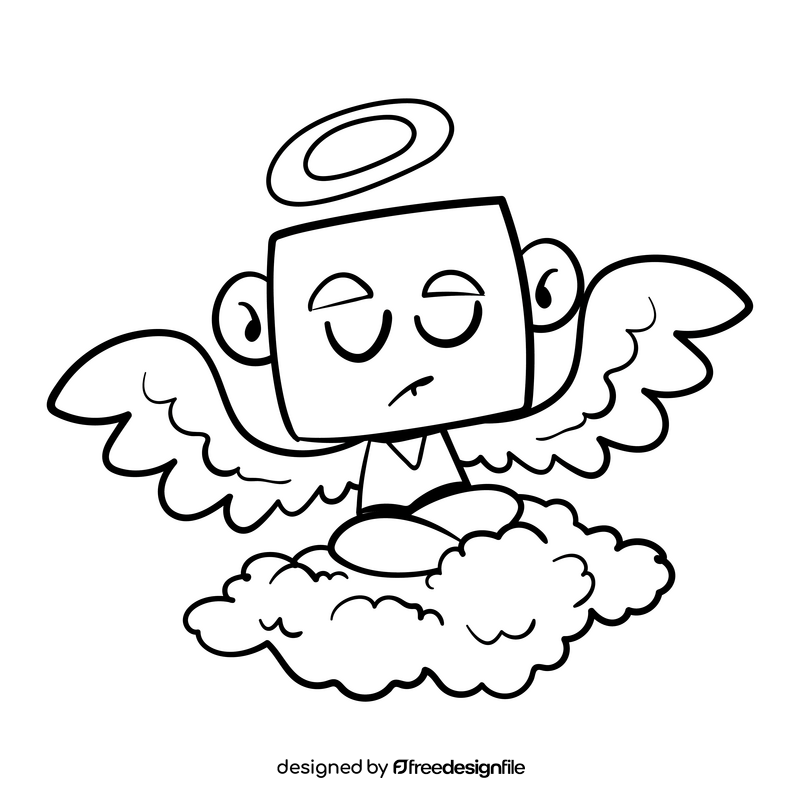 Angel cartoon black and white clipart