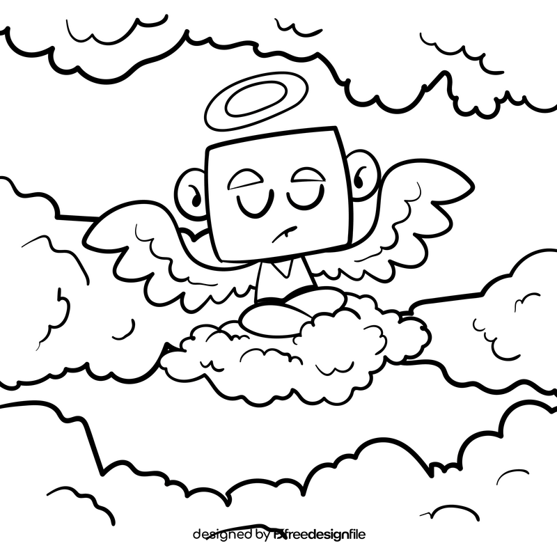 Angel cartoon drawing black and white vector