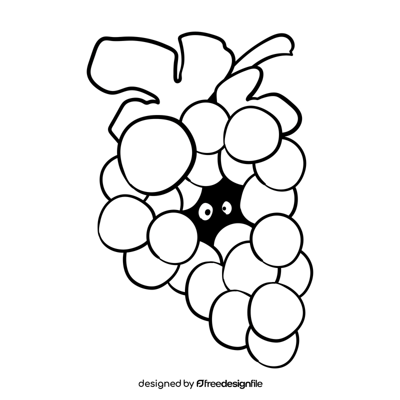 Grape cartoon black and white clipart