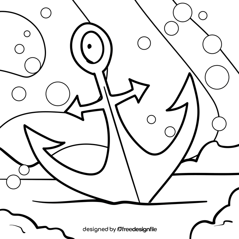 Anchor cartoon drawing black and white vector