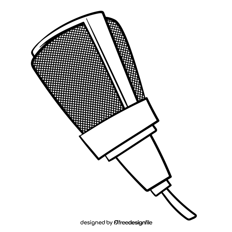 Microphone cartoon black and white clipart
