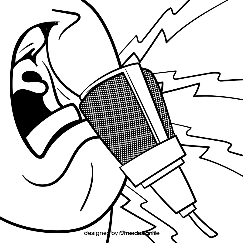 Microphone cartoon drawing black and white vector