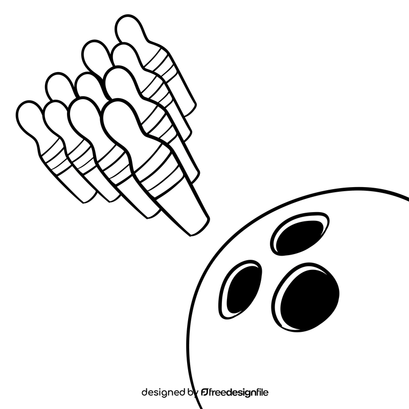 Bowling cartoon black and white clipart