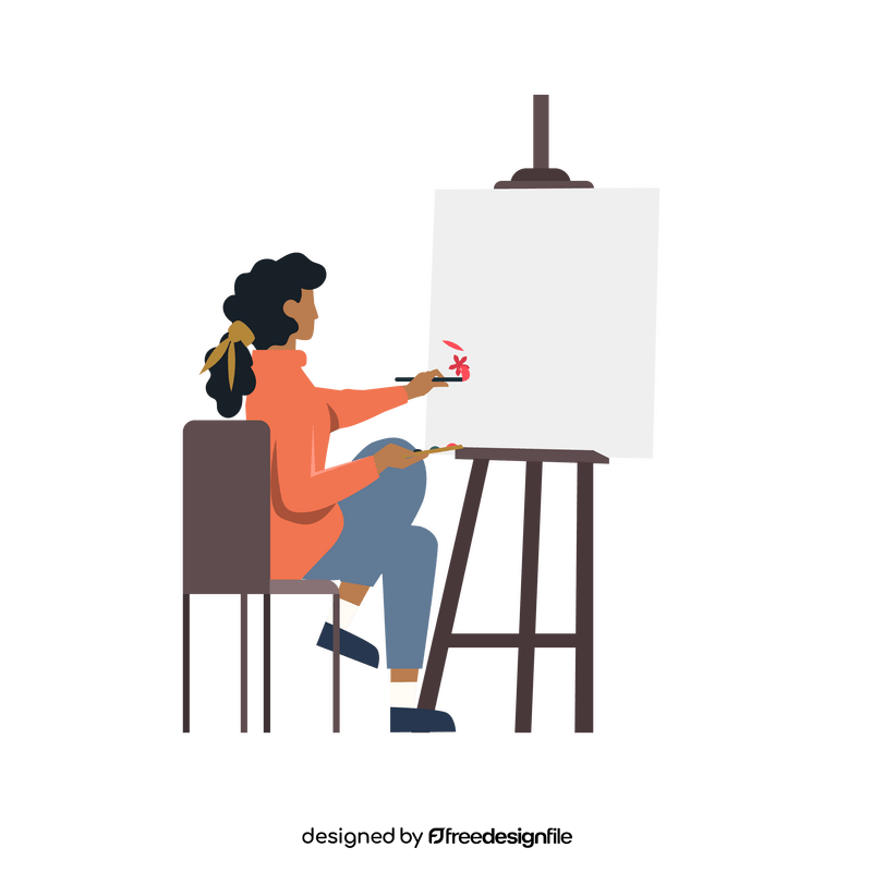 Woman painting on canvas clipart