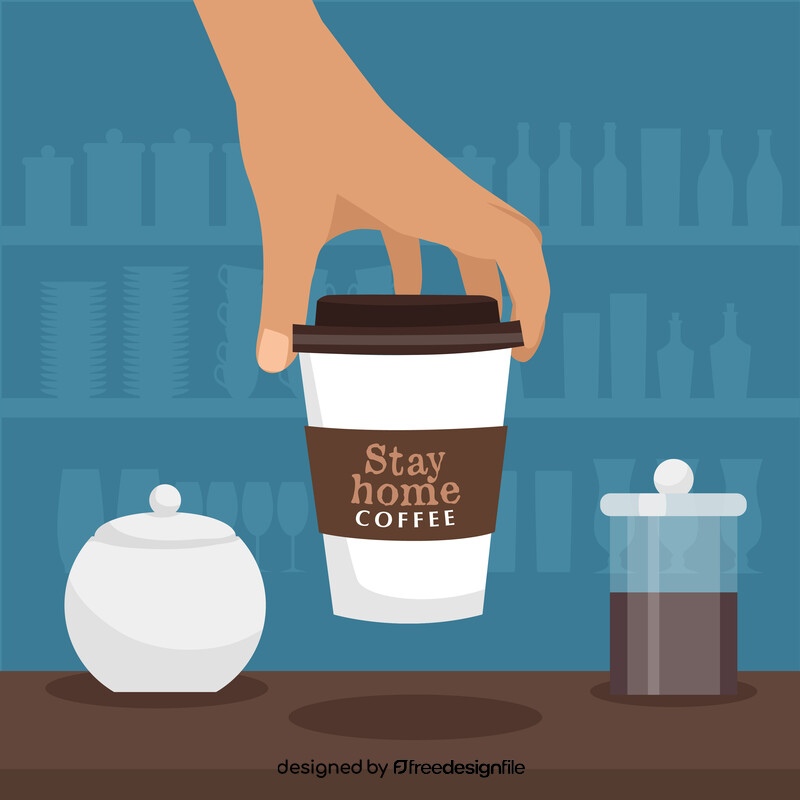 Takeaway coffee with sign Stay Home stock illustration vector