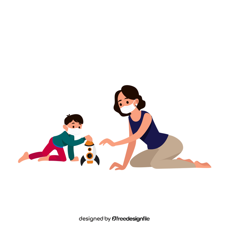 Mother son playing clipart