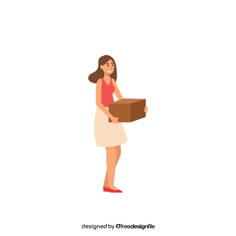Woman holding a box clipart