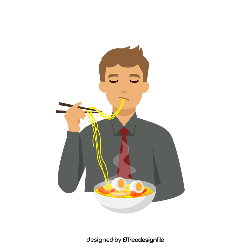 Man eat noodle clipart