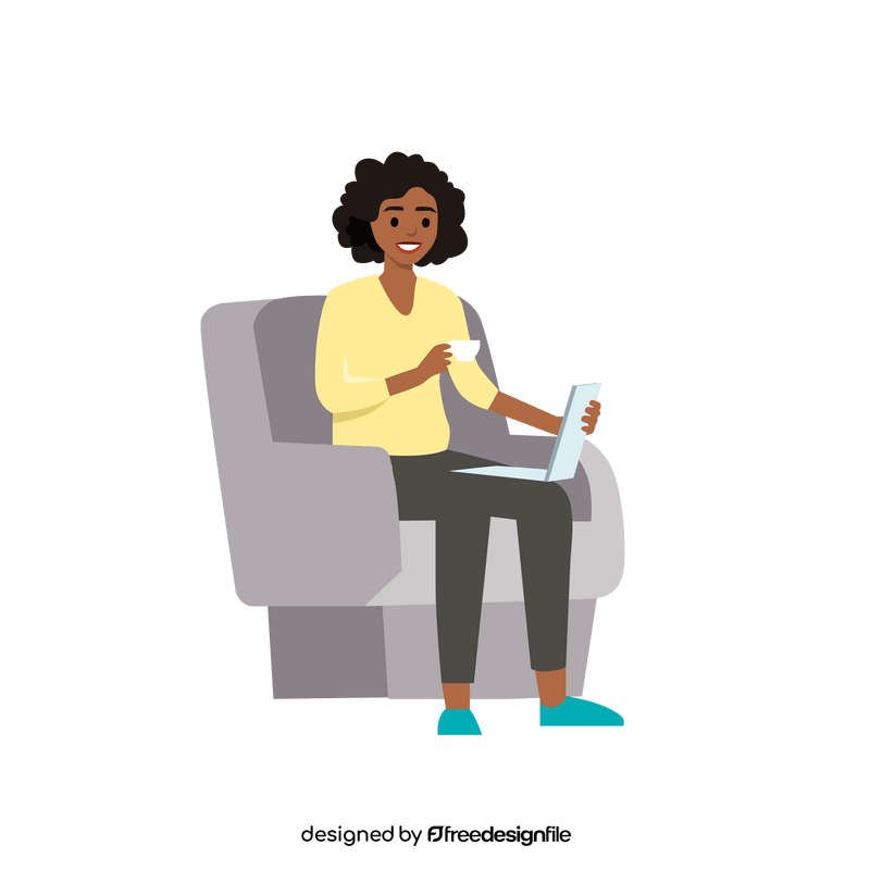 Woman working on laptop clipart