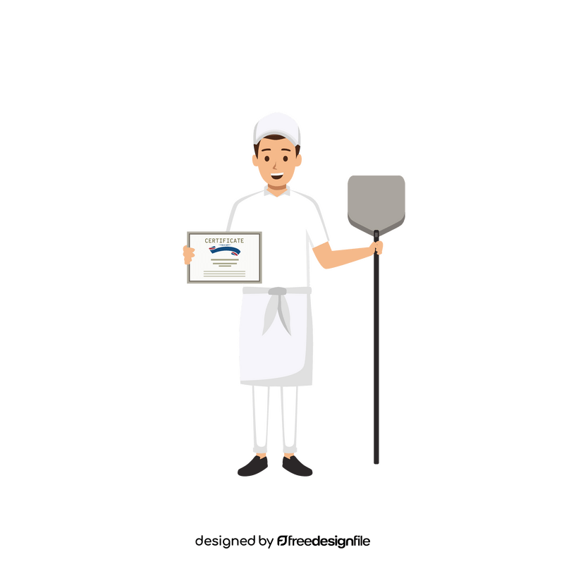 Chef cook holding diploma certificate clipart