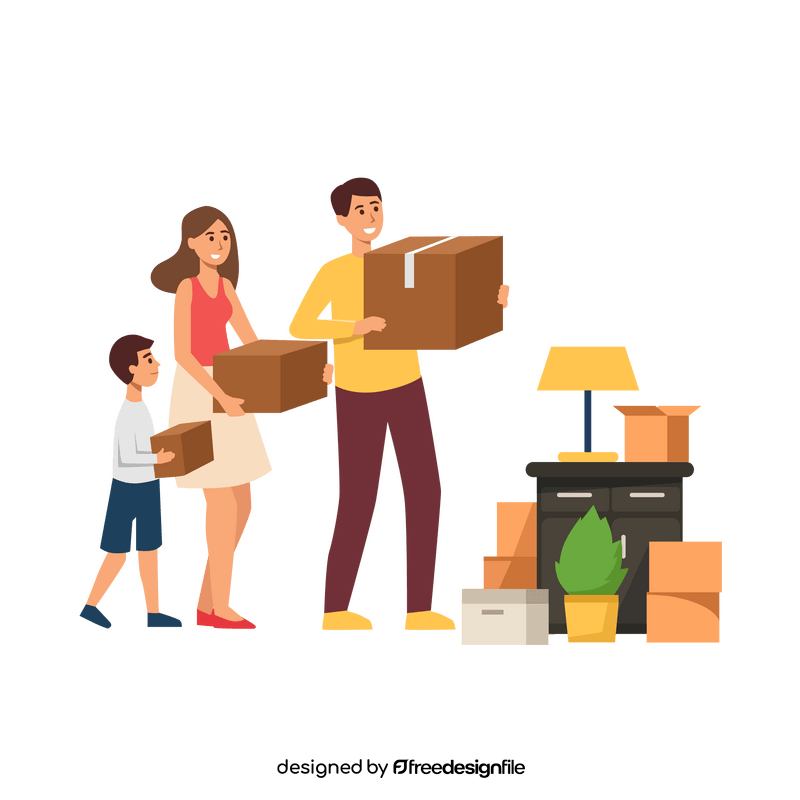 Family moving new house clipart