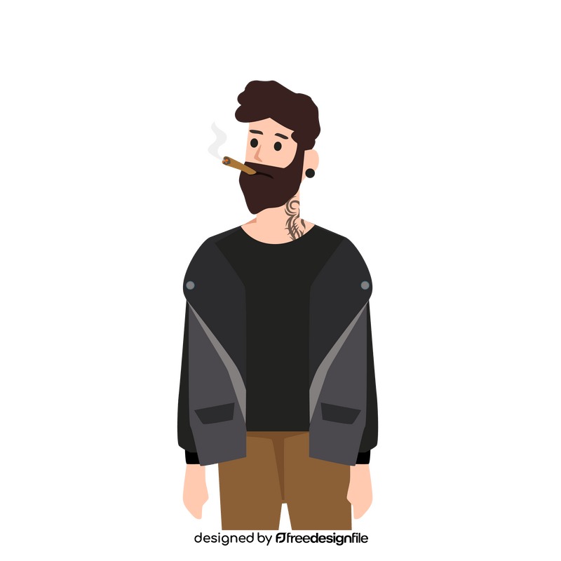 Man smoking with tattoo clipart