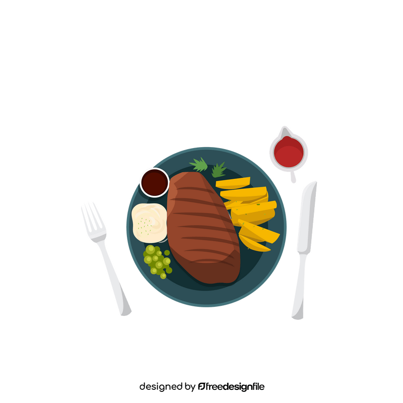 Food plate steak clipart